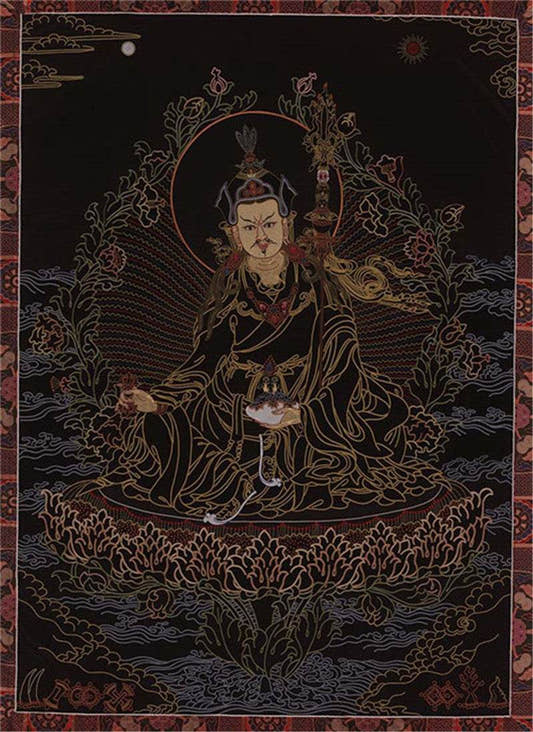 Guru Rinpoche Image - Tibetan thangka painting, front view