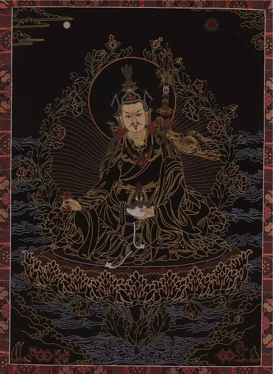 Padmasambhava - Guru Rinpoche - Tibetan thangka painting, front view