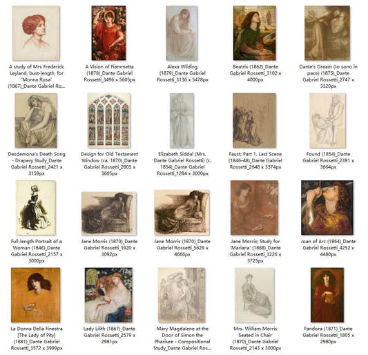 49 Painting Images by Dante Gabriel Rossetti English, 1828 - 1882 - Tibetan Buddhist thangka, front view