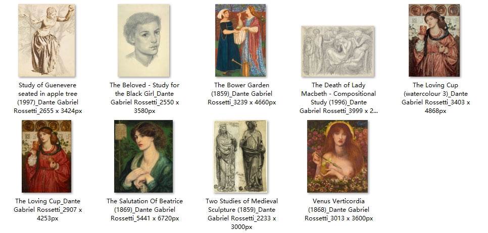 49 Painting Images by Dante Gabriel Rossetti English, 1828 - 1882 - Tibetan Buddhist thangka, close-up detail