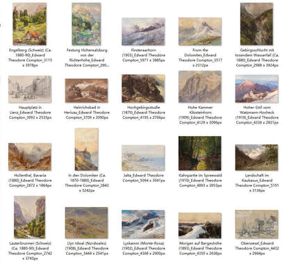 51 Painting Images by Edward Theodore Compton German, 1849-1921 - Tibetan Buddhist thangka, detailed view