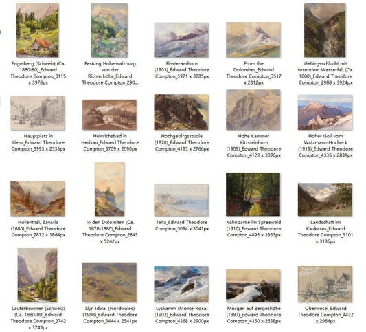 51 Painting Images by Edward Theodore Compton German, 1849-1921 - Tibetan Buddhist thangka, detailed view