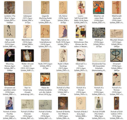 199 Painting Images by Egon Schiele Austrian, 1890-1918 - Tibetan Buddhist thangka, close-up detail