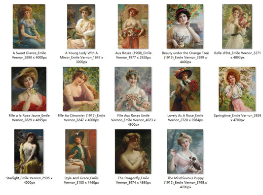 14 Painting Images by Emile Vernon (French, 1872-1920)