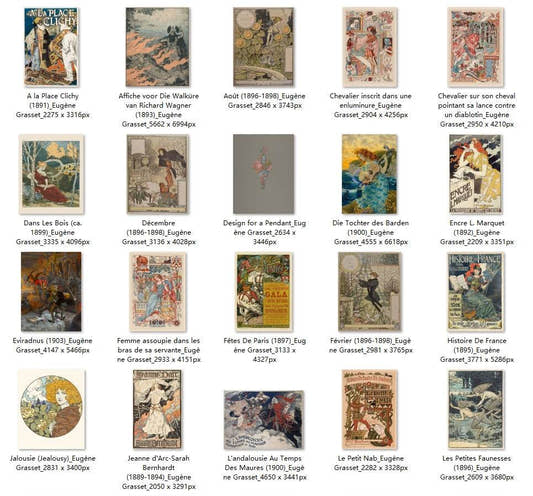 36 Painting Images by Eugène Grasset French, 1841-1917 - Tibetan Buddhist thangka, front view