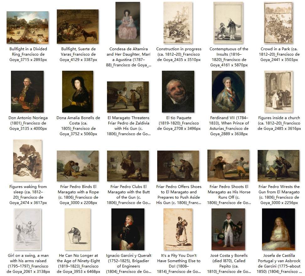114 Painting Images by Francisco de Goya Spanish, 1746 - 1828 - Tibetan Buddhist thangka, detailed view