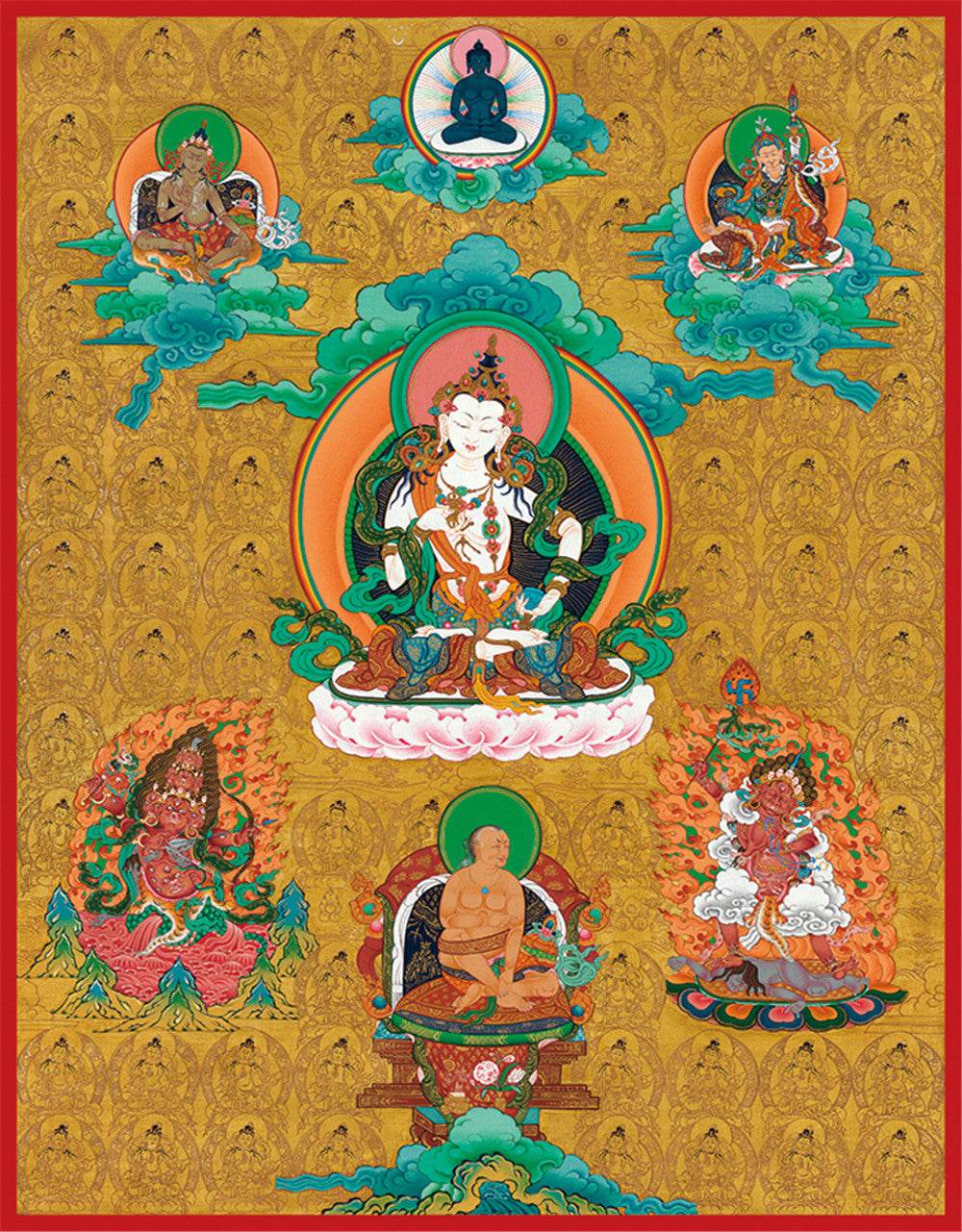 Vajrasattva - Tibetan thangka painting, front view