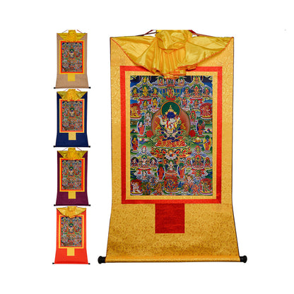 Gandhanra Bronzing Printed Tibetan Thangka Art - 42 Silent Deities of Bardo Thodol Thangka, Hand Framed Tibetan Buddhist Thangka Wall Hanging