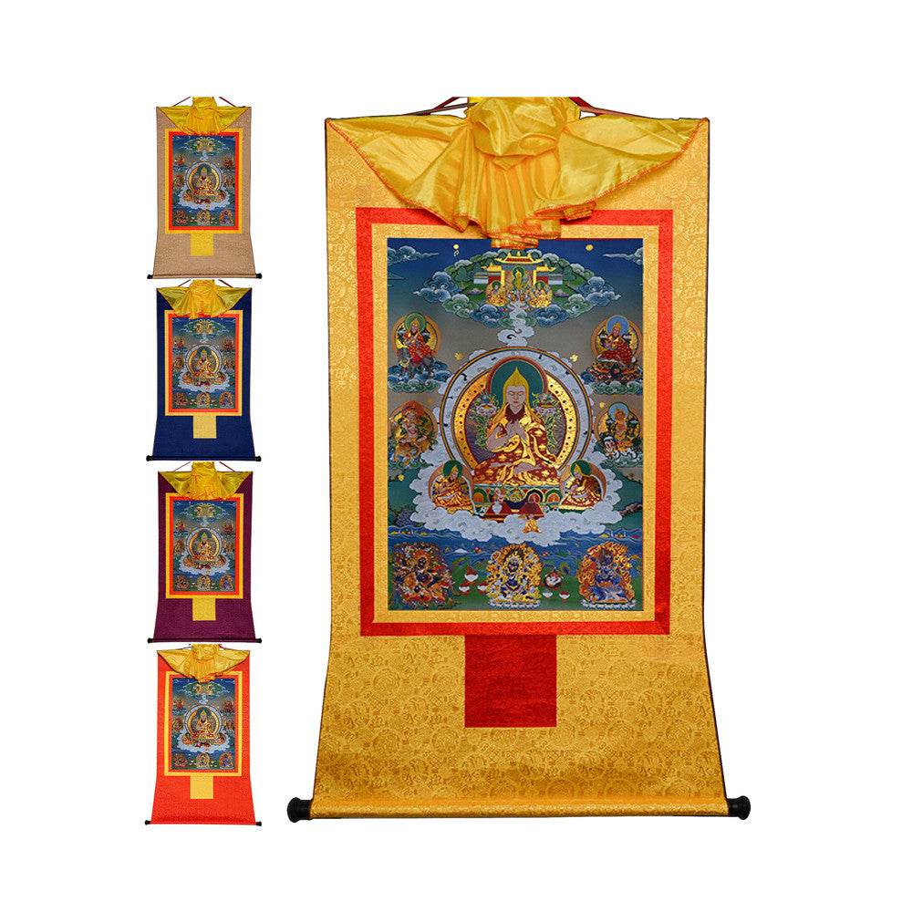 Je Tsongkhapa,Losang Drakpa,Je Rinpoche - Tibetan thangka painting, front view