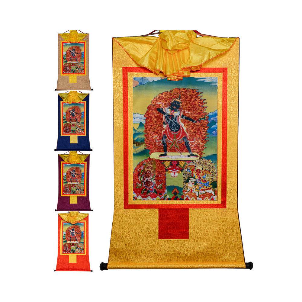 Ekajati,Rahula,Vajrasadhu - Tibetan thangka painting, front view
