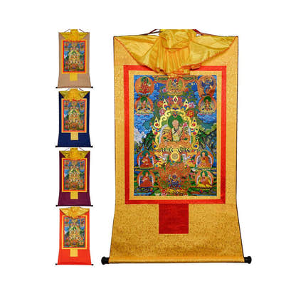 Masters of the Sakya school ,Great Sakyapa - Tibetan thangka painting, front view