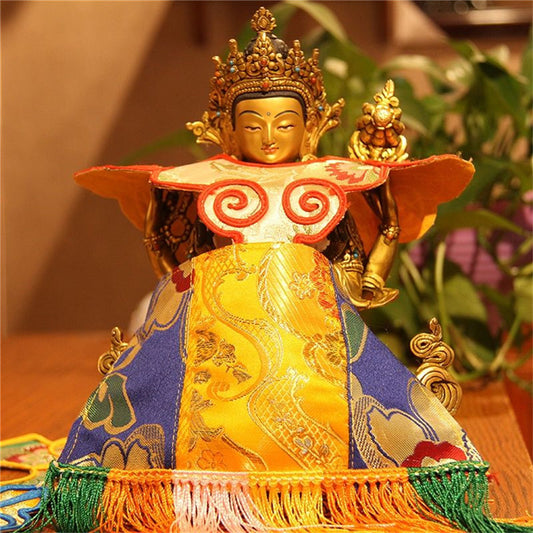 Gandhanra Hand-sewn traditional Tibetan Buddha Statue Robe Clothes dress, hand-sewn, traditional styles and follow rituals, provide a rich and culturally authentic touch, adding an element of spiritual depth to your altar.