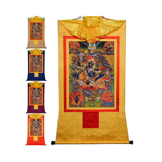Gandhanra Bronzing Printed Tibetan Thangka Art - Palden Lhamo Thangka, Hand Framed Tibetan Buddhist Thangka Wall Hanging