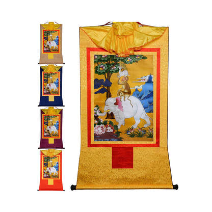 Four Harmonious Animal Brothers - Tibetan thangka painting, front view