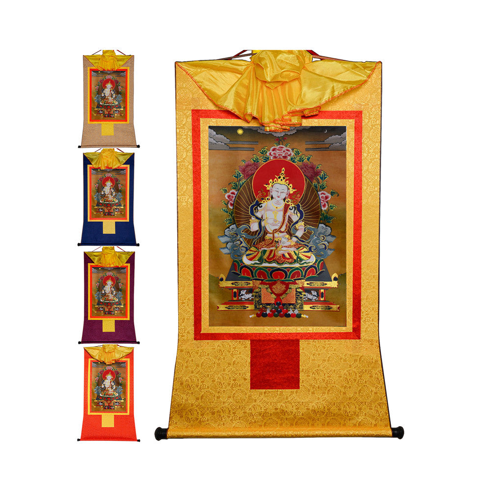 Gandhanra Bronzing Printed Tibetan Thangka Art - Vajrasatva,Vajrasattva Thangka, Hand Framed Tibetan Buddhist Thangka Wall Hanging