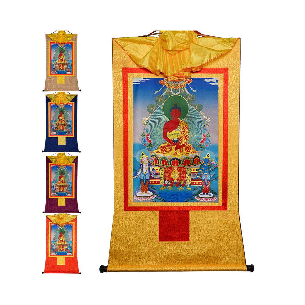 Amitayus,Amida,Amitabha - Tibetan thangka painting, front view