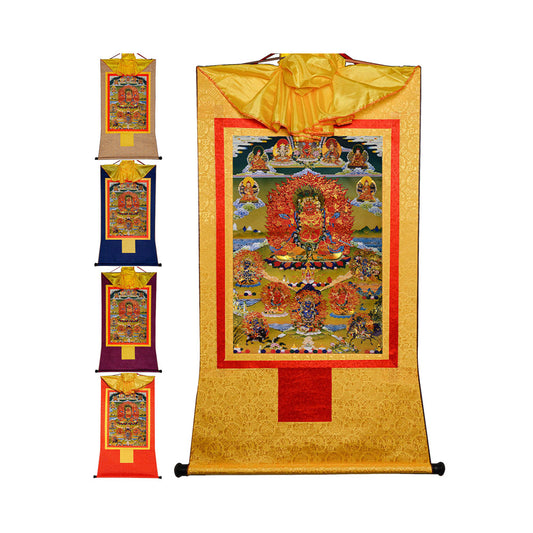 Gandhanra Bronzing Printed Tibetan Thangka Art - Hayagriva Thangka, Hand Framed Tibetan Buddhist Thangka Wall Hanging