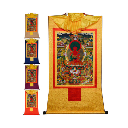 Gandhanra Bronzing Printed Tibetan Thangka Art - Amidabha Thangka - Pure Land