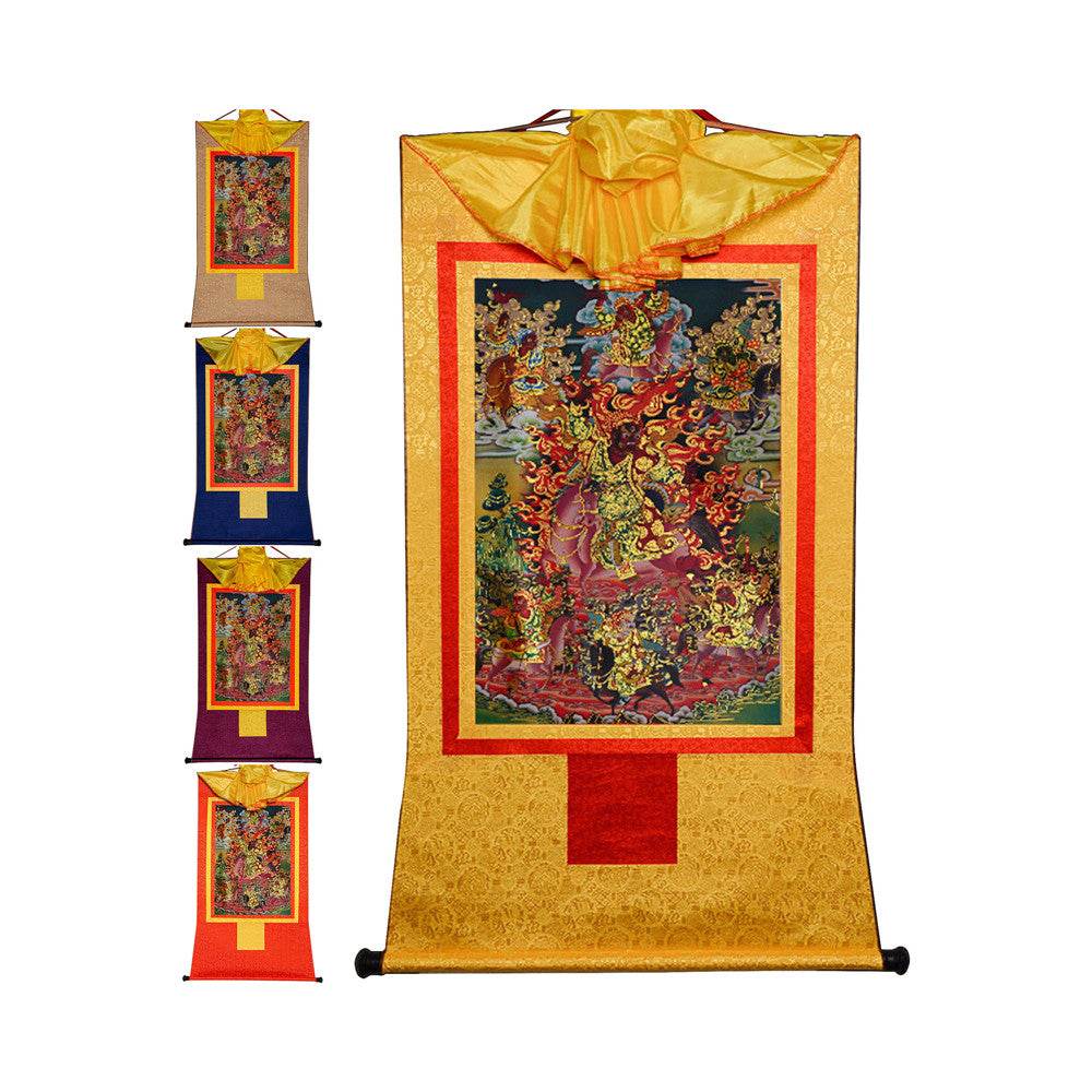 Tsiu Marpo-Dharma Protector - Tibetan thangka painting, front view