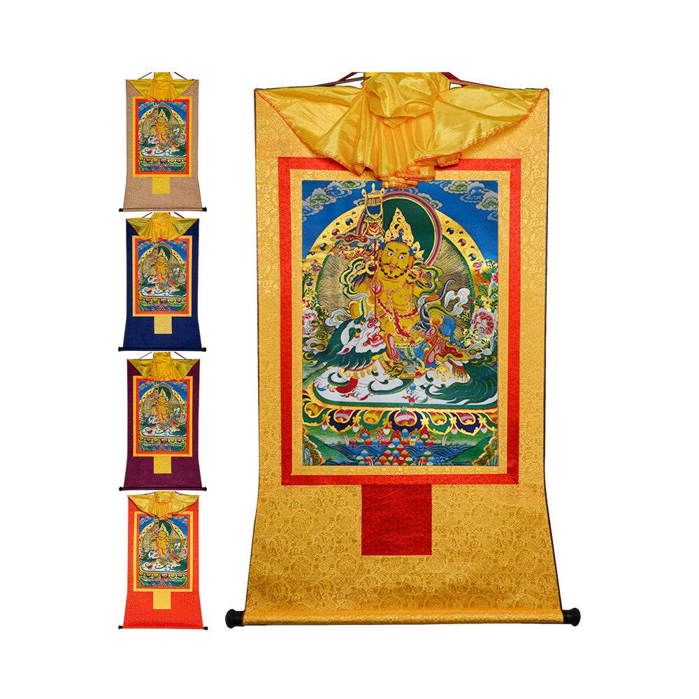 Vaisravana-Buddha of Wealth - Tibetan thangka painting, front view