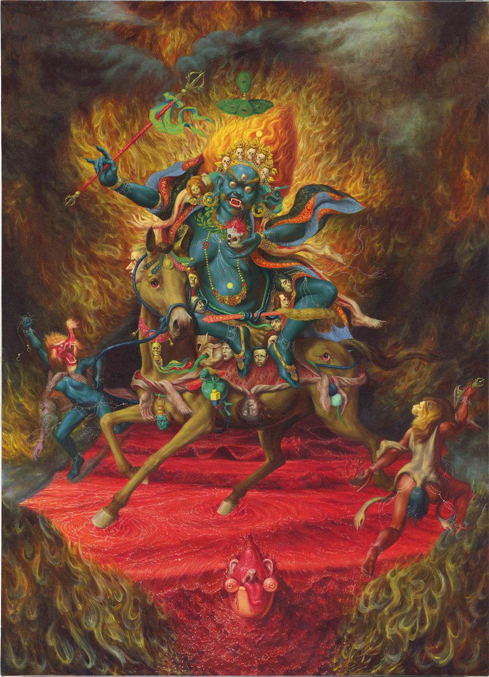 Palden Lhamo / Magzor Gyalmo / Shri Devi - Tibetan thangka painting, front view