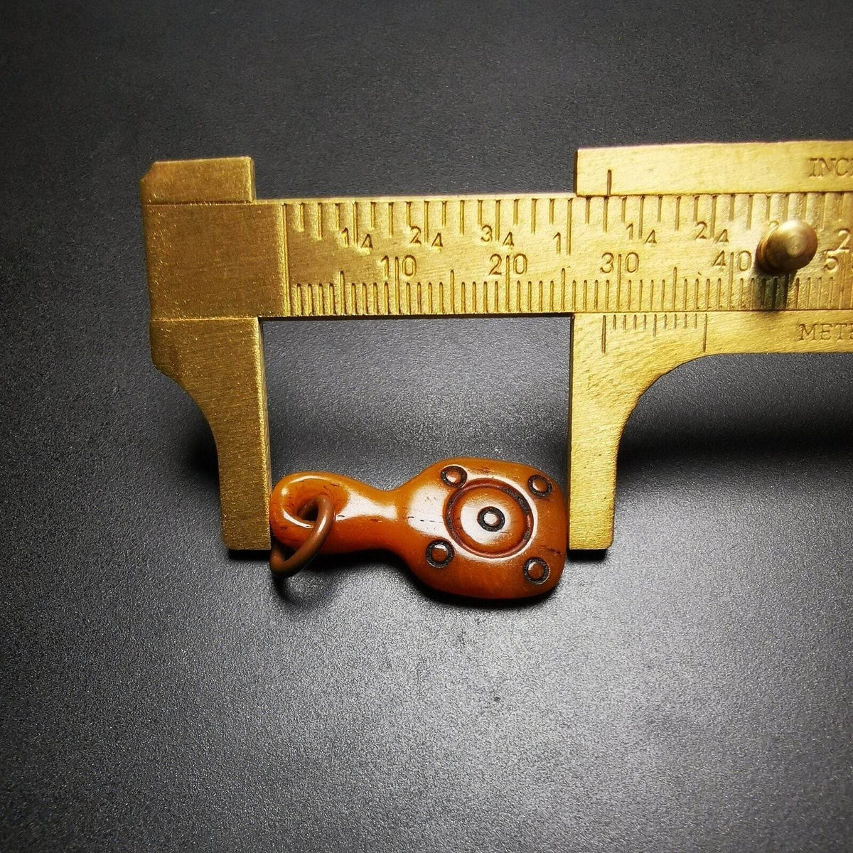 Yak Bone Amulet, Bell Shape Bead Counter Click Pendant - Tibetan Buddhist amulet, view 9