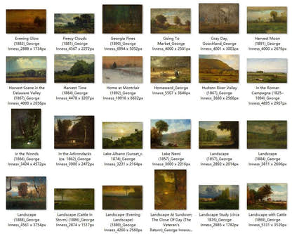 101 Painting Images by George Inness American, 1825-1894 - Tibetan Buddhist thangka, detailed view