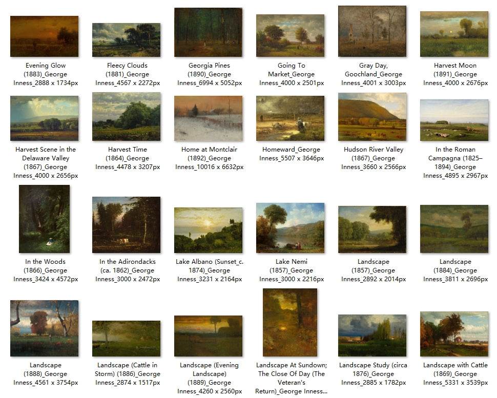 101 Painting Images by George Inness American, 1825-1894 - Tibetan Buddhist thangka, detailed view