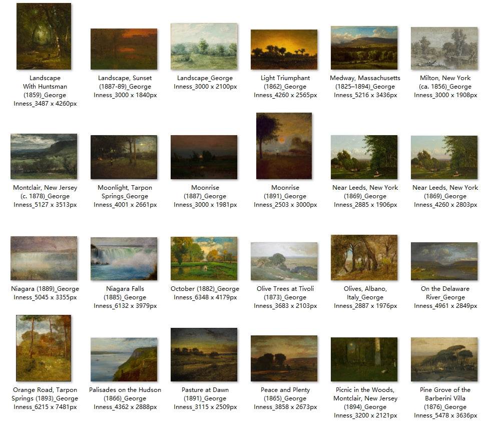 101 Painting Images by George Inness American, 1825-1894 - Tibetan Buddhist thangka, close-up detail