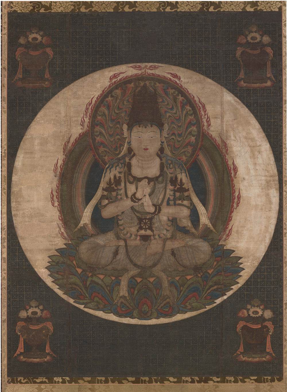 Ekaksara-usnisacakra - Tibetan thangka painting, front view