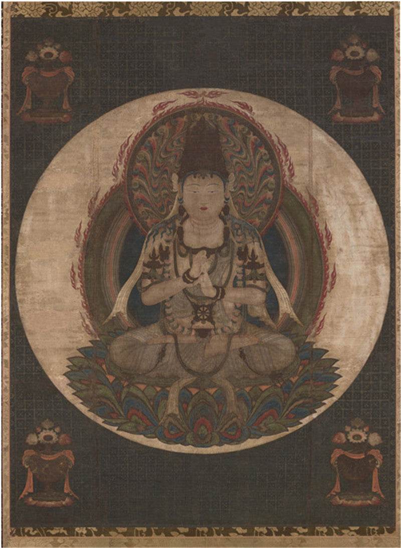 Mandala of the One-Syllable Golden Wheel Image - Tibetan thangka painting, front view