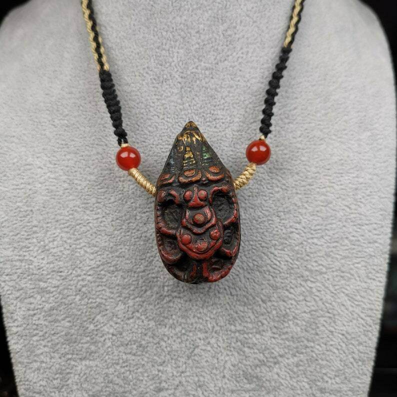 Old Tibetan Tsa Tsa Amulet, Scorpion Guru of Padmasambhava,Scorpion Terma Amulet - Tibetan tsa tsa mold, view 7