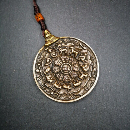 Amulet,Melong Mirror, SIPAHO(srid pa ho),Jiugong Bagua Badge,made of Lima Brass