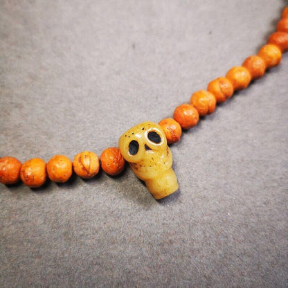 Gandhanra Bone Carved Mala Accessories,Guru Bead, T-drilled 3-Hole Bead for Prayer Bead