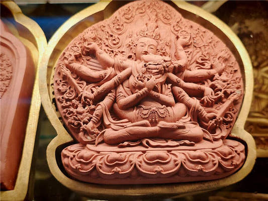 Guhyasamaja vajra Tsa Tsa Mold-11cm - Tibetan tsa tsa mold, front view