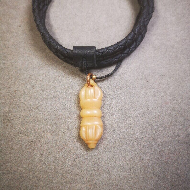 Yak Bone Amulet,Vajra Pendant for Mala,Prayer Beads