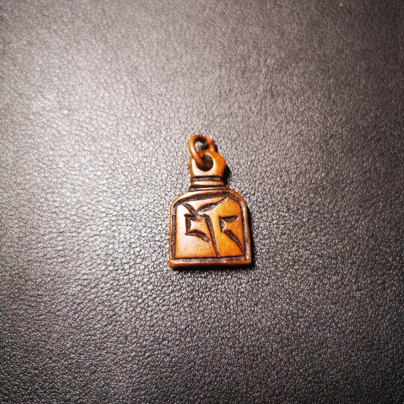 Yak Bone Carved Letter Prayer Bead Pendant - Tibetan Buddhist art, view 9