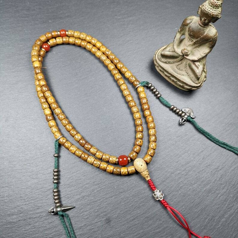 Lotus Seed Beads Mala,7mm Prayer Beads Necklace,28"