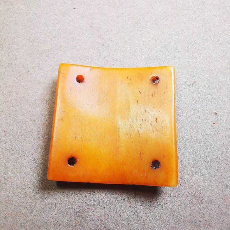 Yak Bone Carved Cross Vajra Amulet Badge, Tibetan Buddhist Pendant - Tibetan Buddhist amulet, view 8