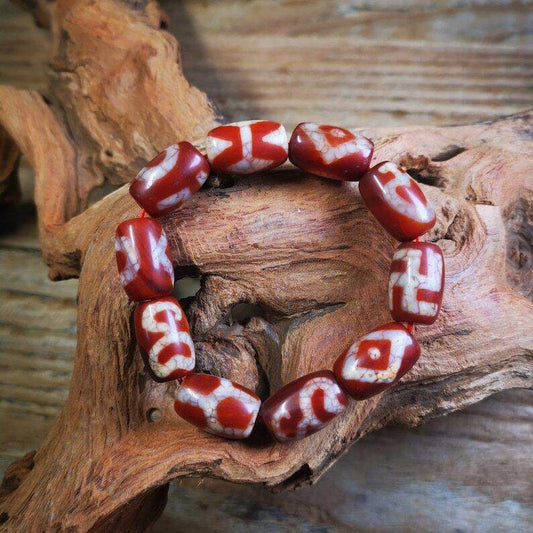Fire Agate Dzi Bead Bracelet - Gandhanra-ART