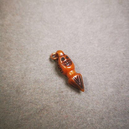 Yak Bone Carved Skull Phurba Amulet, Ritual Implement Pendant