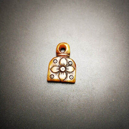 Yak Bone Carved Flower Prayer Bead Pendant - Tibetan Buddhist art, view 6