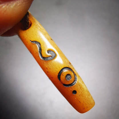 Yak Bone Carved Amulet Pendant, Prayer Beads 1.18" - Tibetan Buddhist amulet, view 9