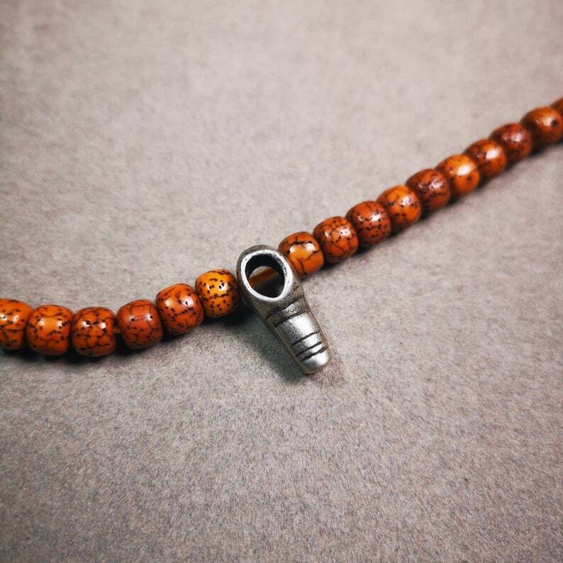 Gandhanra Tibetan Mala Guru Bead, T-drilled 3-Hole Connector Bead for Prayer Bead,0.8"