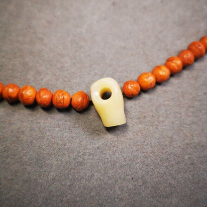 Gandhanra Bone Carved Mala Accessories,Guru Bead, T-drilled 3-Hole Bead for Prayer Bead