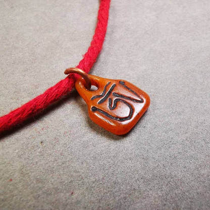 Yak Bone Carved OM Letter Prayer Bead Pendant - Tibetan Buddhist art, view 4
