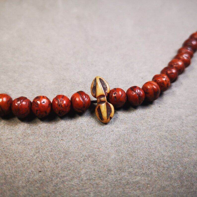 Yak Bone Carved Amulet Vajra and Kila Dorje Phurba Pendant - Tibetan Buddhist amulet, view 5