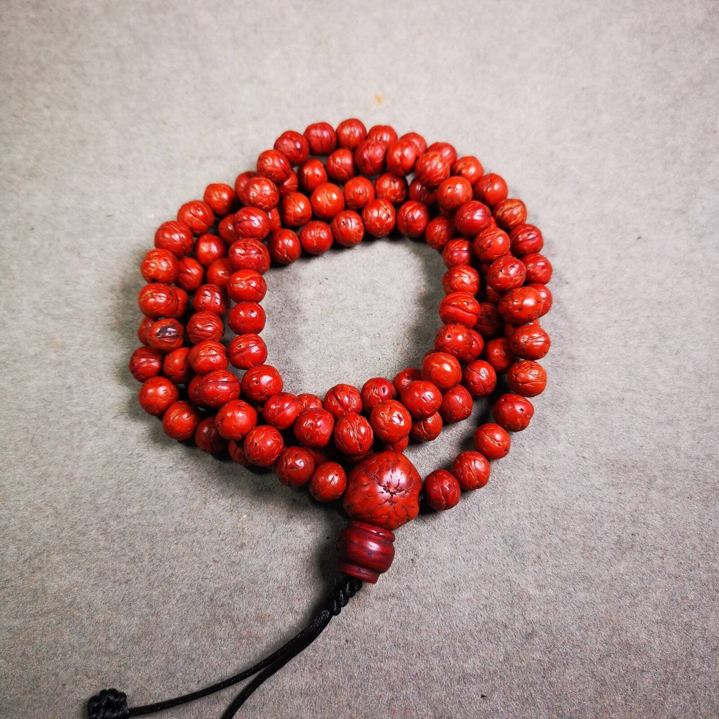 Old 108 Bodhi Beads Mala,9mm Prayer Beads Necklace,84cm Long