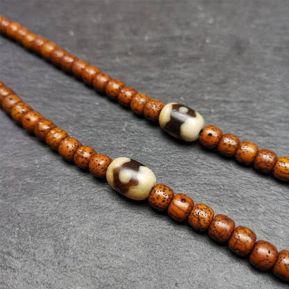 3 Eyes Dzi Spacer Marker Beads 0.4" - Tibetan dzi bead, front view