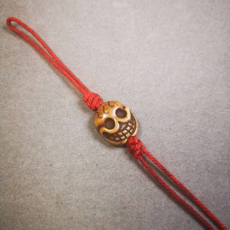 Yak Bone Carved Citipati Skull Amulet Pendant,Spacer Bead for Mala